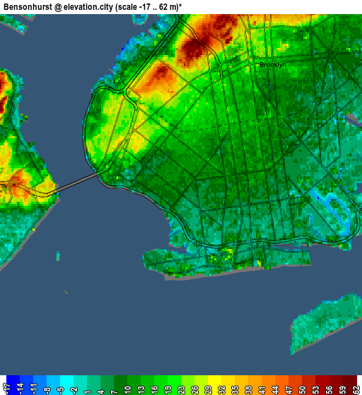 Zoom OUT 2x Bensonhurst, United States elevation map