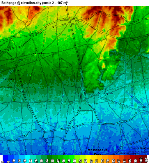 Zoom OUT 2x Bethpage, United States elevation map