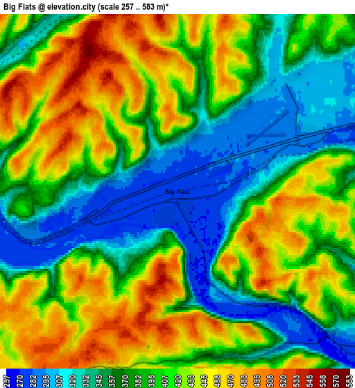 Zoom OUT 2x Big Flats, United States elevation map