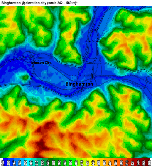 Zoom OUT 2x Binghamton, United States elevation map