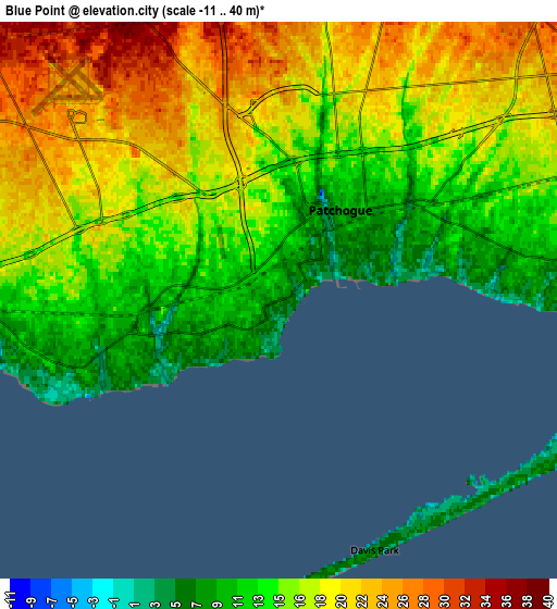 Zoom OUT 2x Blue Point, United States elevation map