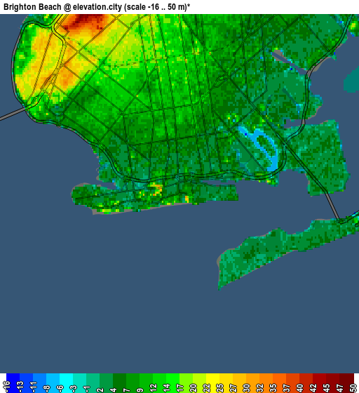 Zoom OUT 2x Brighton Beach, United States elevation map