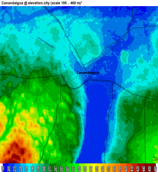 Zoom OUT 2x Canandaigua, United States elevation map