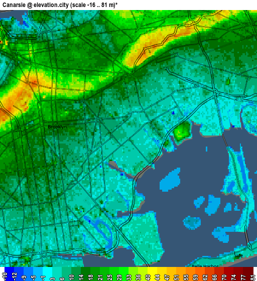 Zoom OUT 2x Canarsie, United States elevation map