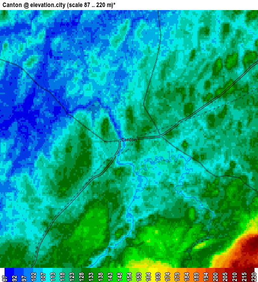 Zoom OUT 2x Canton, United States elevation map