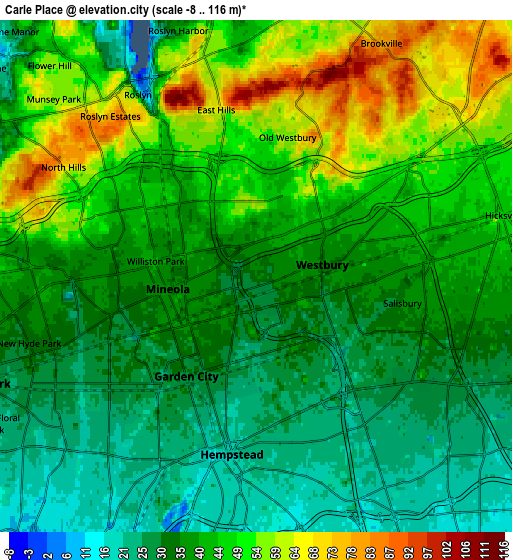 Zoom OUT 2x Carle Place, United States elevation map