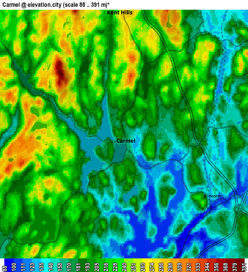 Zoom OUT 2x Carmel, United States elevation map