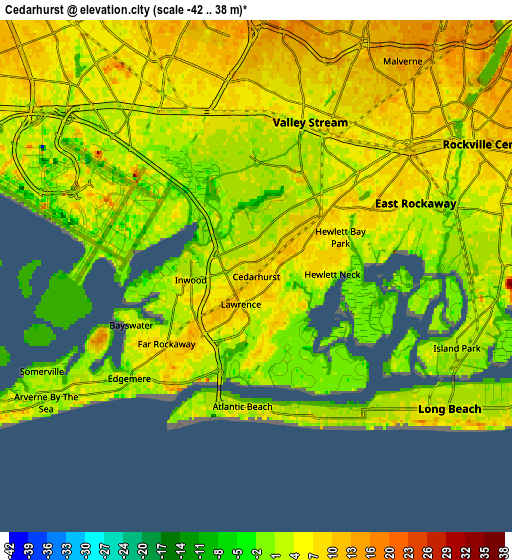 Zoom OUT 2x Cedarhurst, United States elevation map