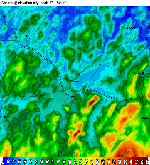 Zoom OUT 2x Chester, United States elevation map