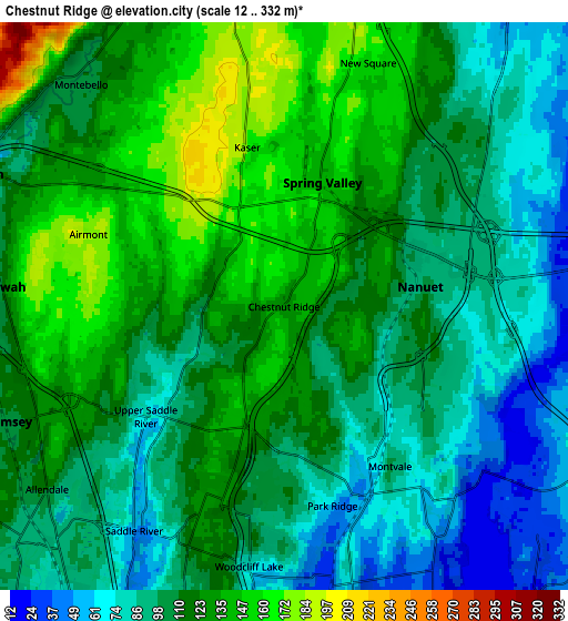 Zoom OUT 2x Chestnut Ridge, United States elevation map