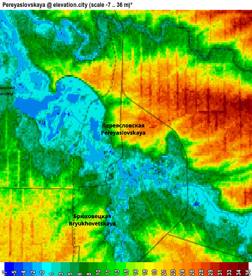 Zoom OUT 2x Pereyaslovskaya, Russia elevation map