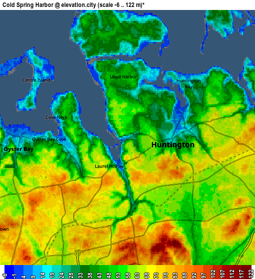 Zoom OUT 2x Cold Spring Harbor, United States elevation map