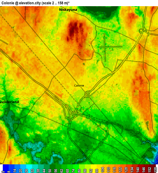 Zoom OUT 2x Colonie, United States elevation map