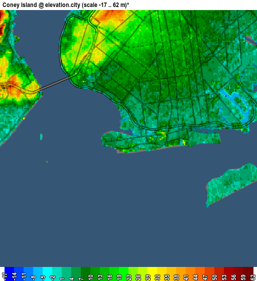 Zoom OUT 2x Coney Island, United States elevation map