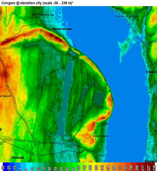 Zoom OUT 2x Congers, United States elevation map