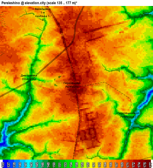 Zoom OUT 2x Pereleshino, Russia elevation map