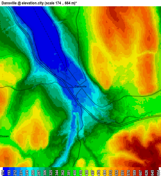 Zoom OUT 2x Dansville, United States elevation map