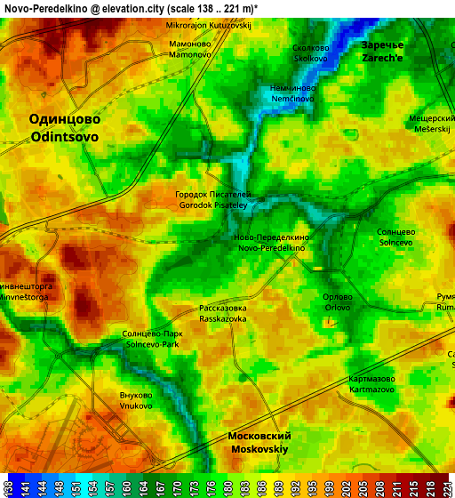 Zoom OUT 2x Novo-Peredelkino, Russia elevation map