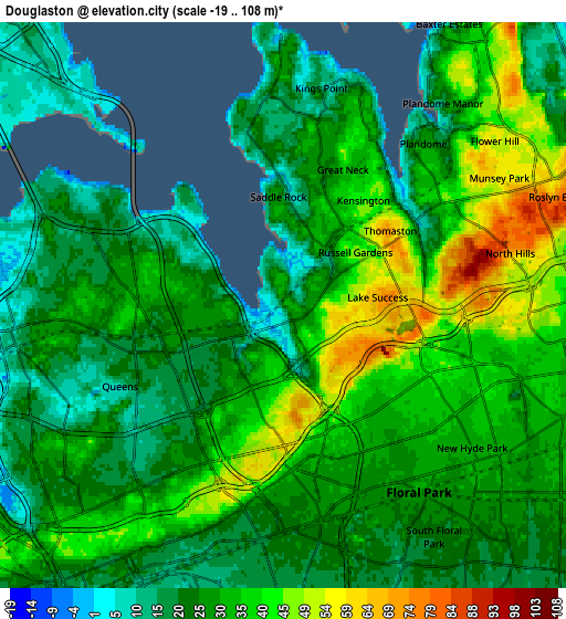 Zoom OUT 2x Douglaston, United States elevation map