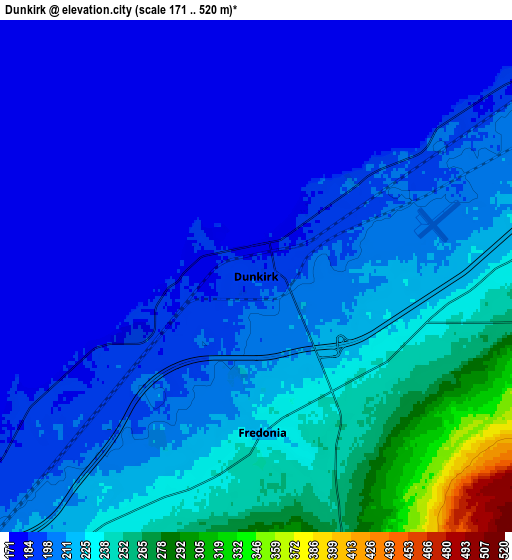 Zoom OUT 2x Dunkirk, United States elevation map