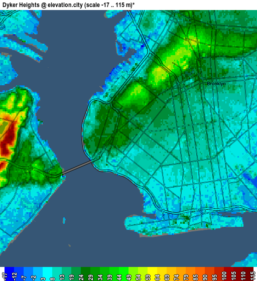 Zoom OUT 2x Dyker Heights, United States elevation map