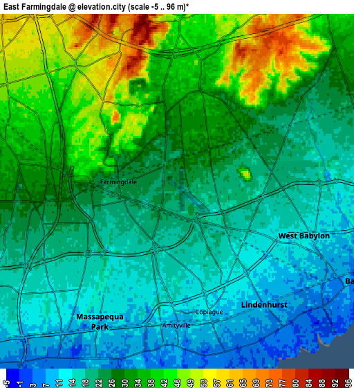 Zoom OUT 2x East Farmingdale, United States elevation map