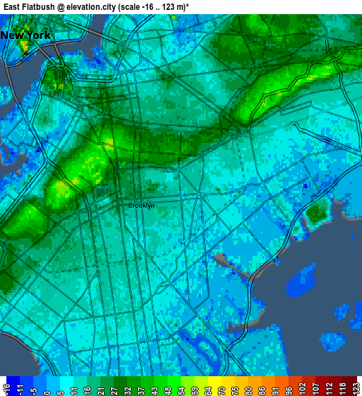 Zoom OUT 2x East Flatbush, United States elevation map