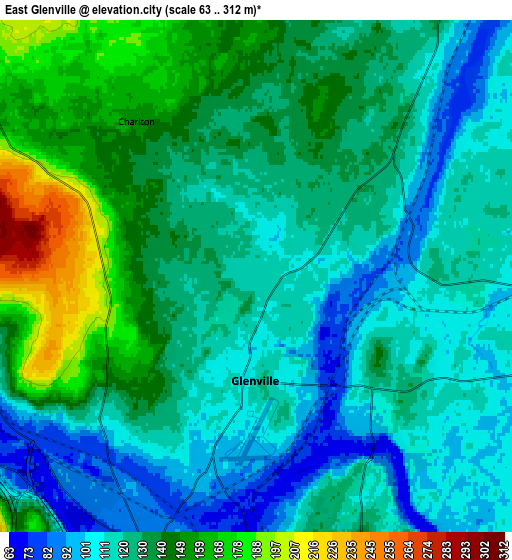 Zoom OUT 2x East Glenville, United States elevation map