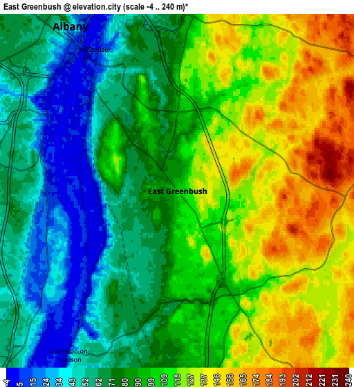 Zoom OUT 2x East Greenbush, United States elevation map