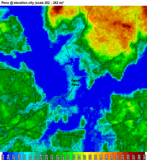 Zoom OUT 2x Peno, Russia elevation map