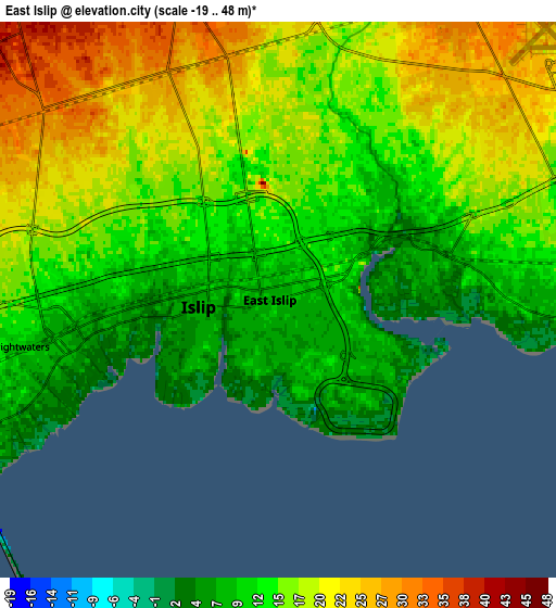 Zoom OUT 2x East Islip, United States elevation map