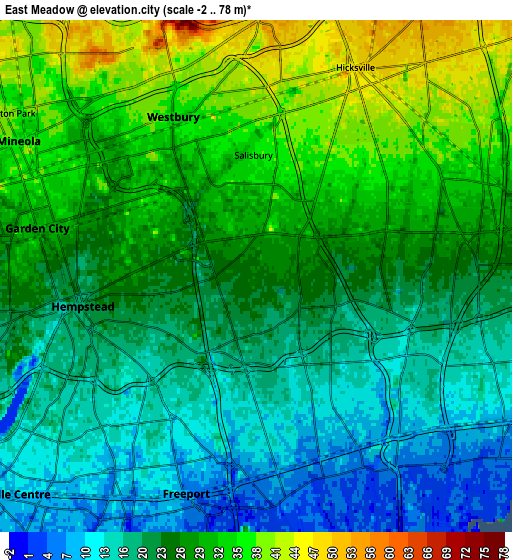 Zoom OUT 2x East Meadow, United States elevation map