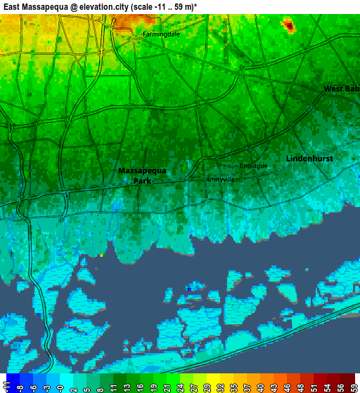 Zoom OUT 2x East Massapequa, United States elevation map