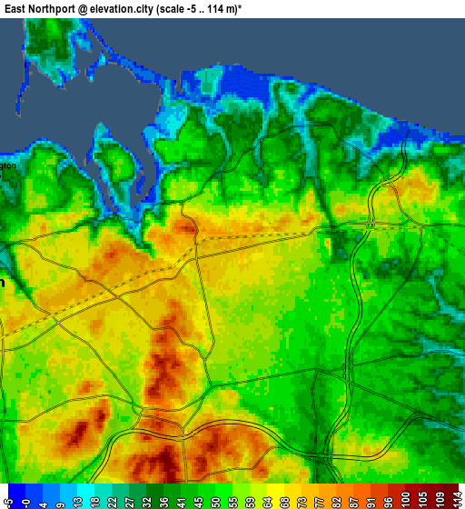 Zoom OUT 2x East Northport, United States elevation map