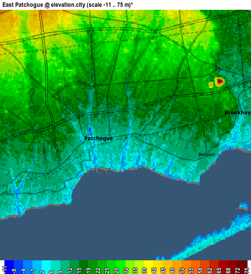 Zoom OUT 2x East Patchogue, United States elevation map