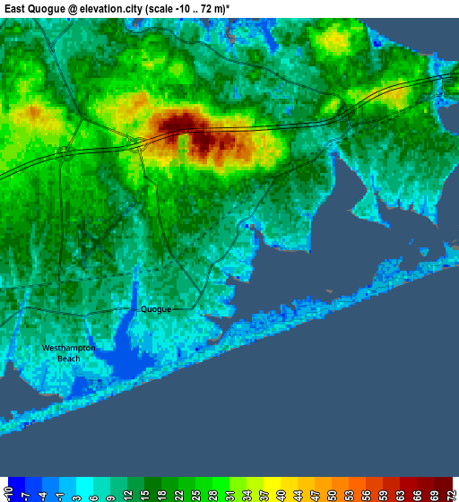 Zoom OUT 2x East Quogue, United States elevation map