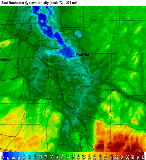 Zoom OUT 2x East Rochester, United States elevation map