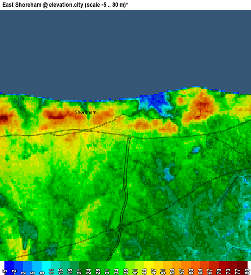 Zoom OUT 2x East Shoreham, United States elevation map