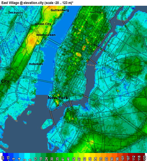 Zoom OUT 2x East Village, United States elevation map