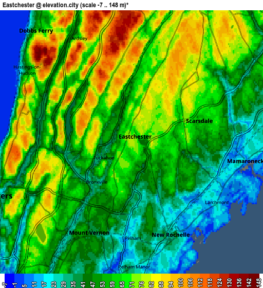 Zoom OUT 2x Eastchester, United States elevation map