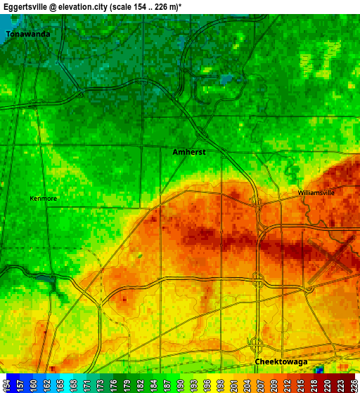Zoom OUT 2x Eggertsville, United States elevation map