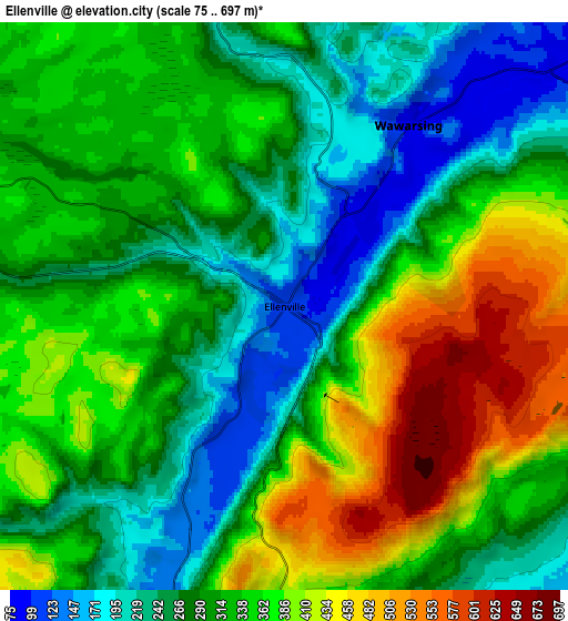 Zoom OUT 2x Ellenville, United States elevation map