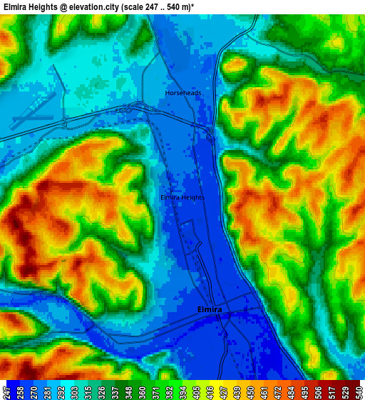 Zoom OUT 2x Elmira Heights, United States elevation map