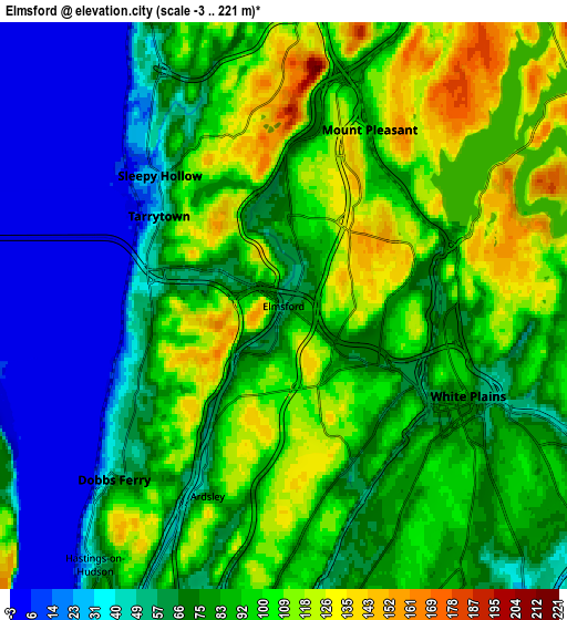 Zoom OUT 2x Elmsford, United States elevation map