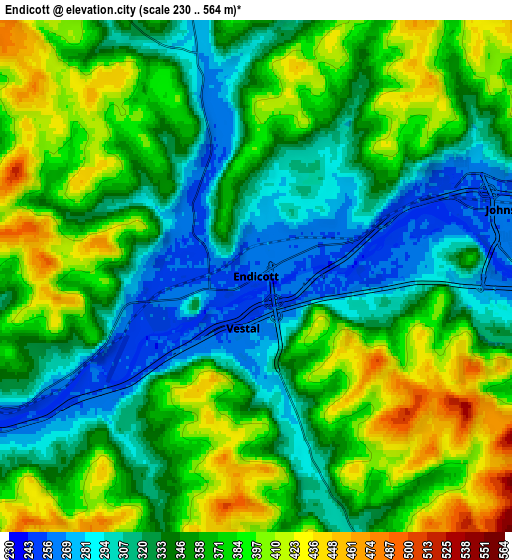 Zoom OUT 2x Endicott, United States elevation map