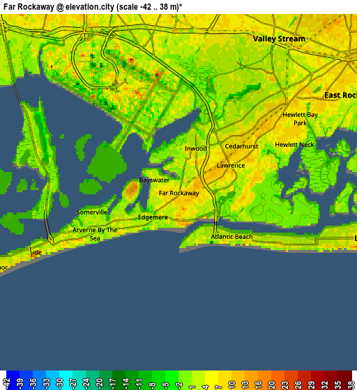 Zoom OUT 2x Far Rockaway, United States elevation map