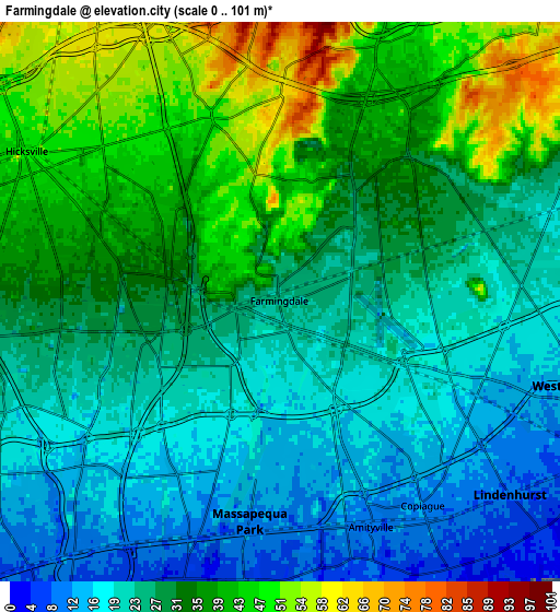 Zoom OUT 2x Farmingdale, United States elevation map