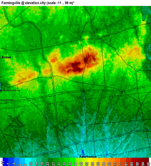 Zoom OUT 2x Farmingville, United States elevation map