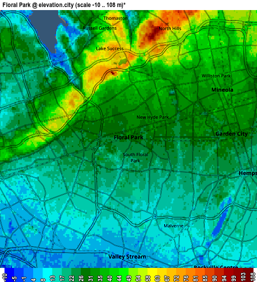 Zoom OUT 2x Floral Park, United States elevation map