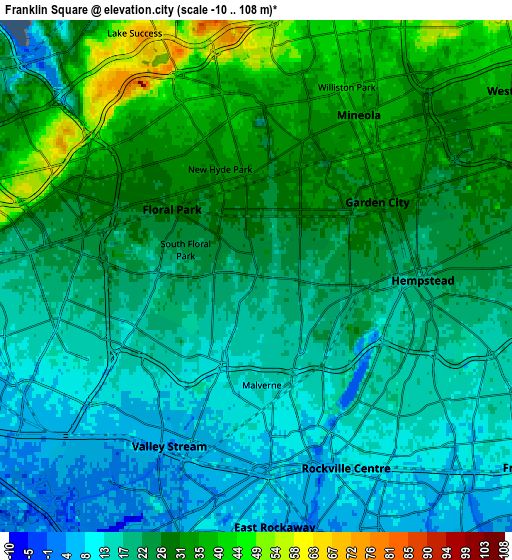 Zoom OUT 2x Franklin Square, United States elevation map